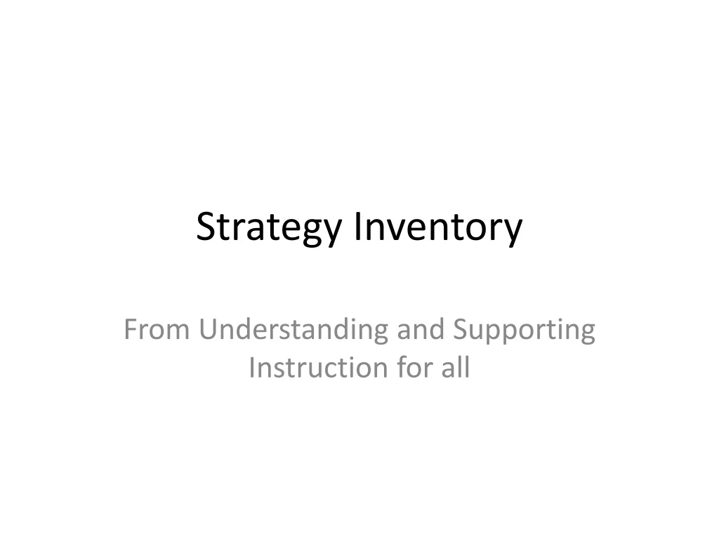 strategy inventory