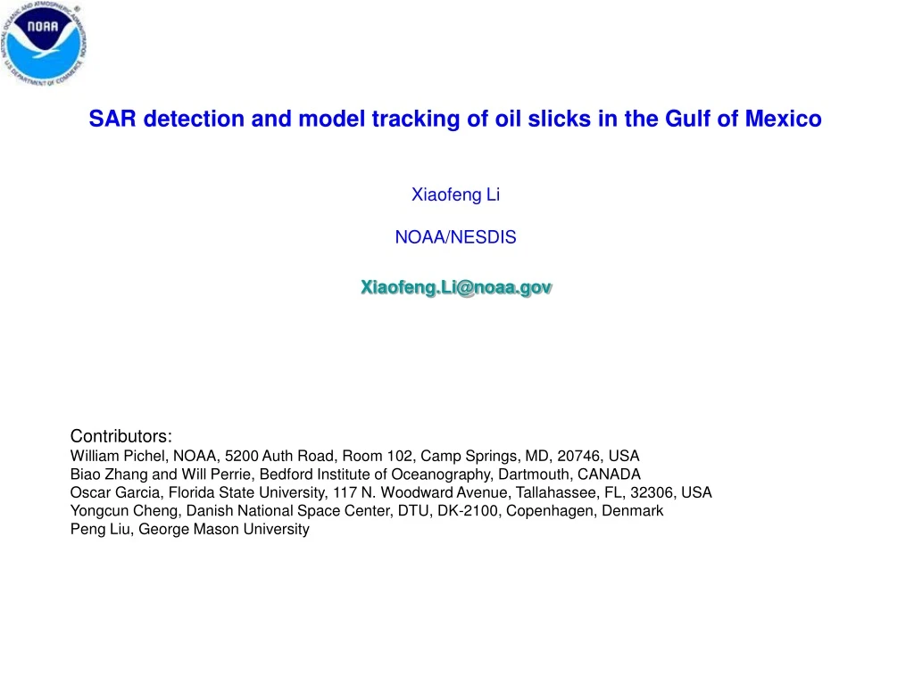 sar detection and model tracking of oil slicks