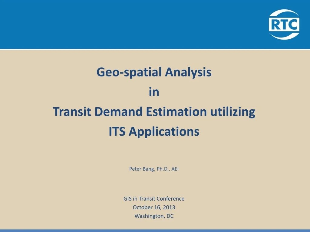 geo spatial analysis in transit demand estimation