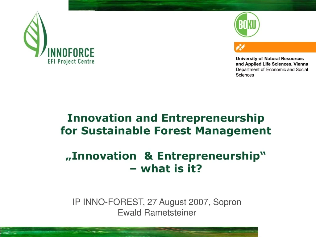 innovation and entrepreneurship for sustainable