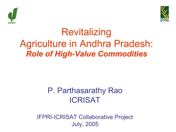 Revitalizing Agriculture in Andhra Pradesh: Role of High-Value Commodities