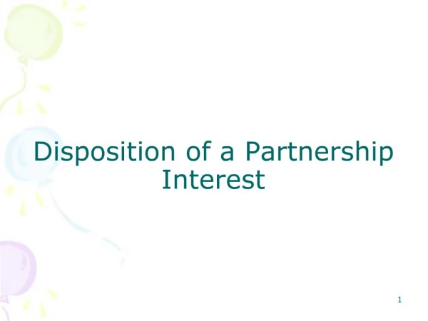 Disposition of a Partnership Interest