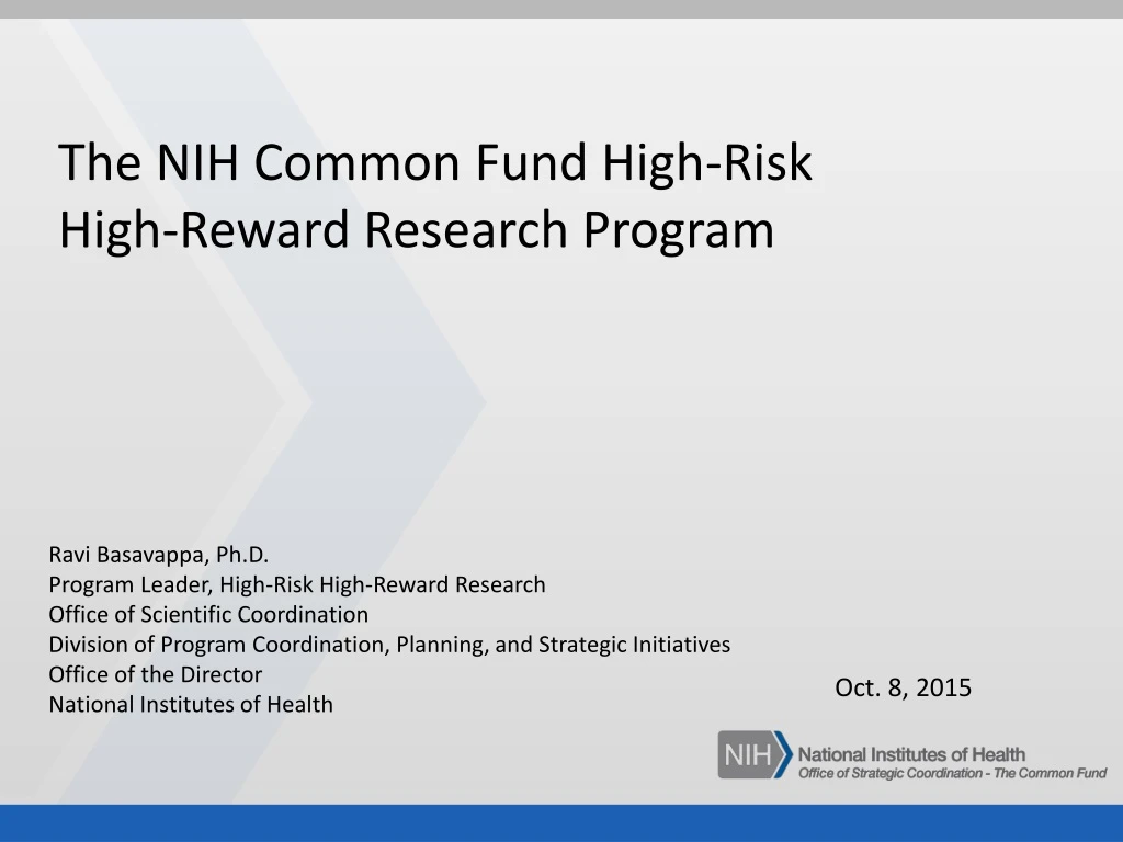 the nih common fund high risk high reward