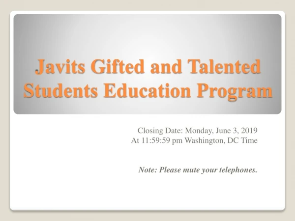 Javits Gifted and Talented Students Education Program