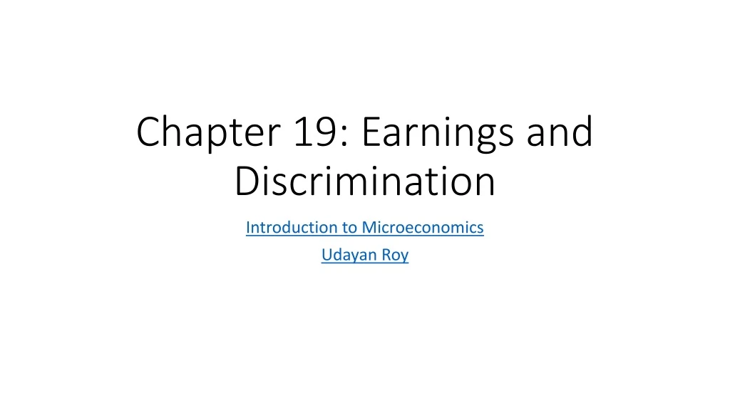 chapter 19 earnings and discrimination