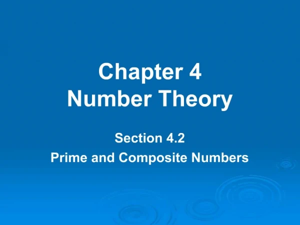 Chapter 4 Number Theory