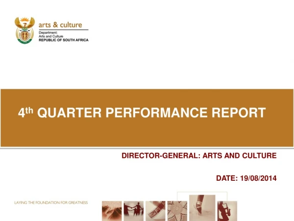 4 th QUARTER PERFORMANCE REPORT