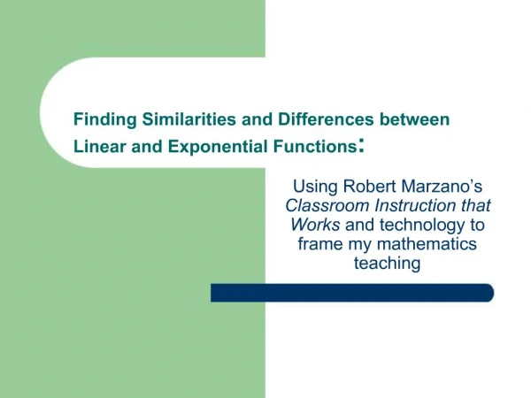 Finding Similarities and Differences between Linear and Exponential Functions: