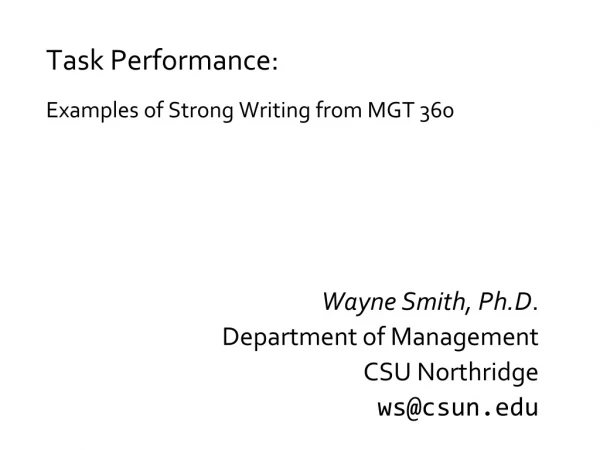 Task Performance: Examples of Strong Writing from MGT 360