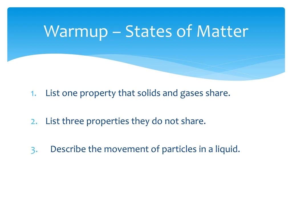 warmup states of matter