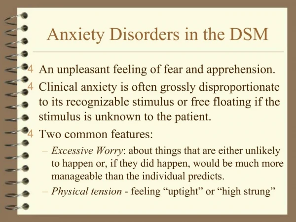 Anxiety Disorders in the DSM