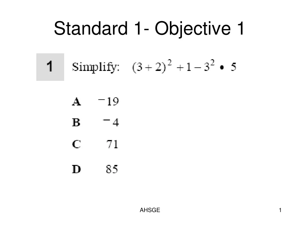 standard 1 objective 1