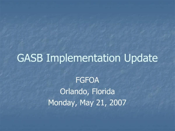 GASB Implementation Update