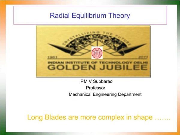 Radial Equilibrium Theory