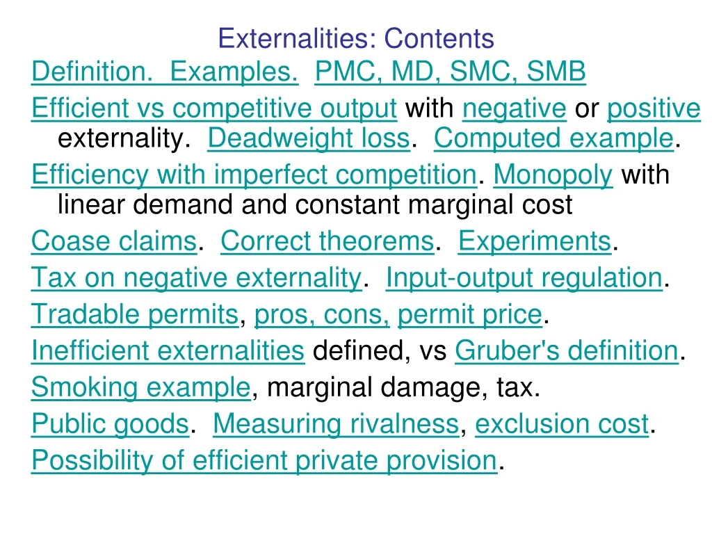 externalities contents