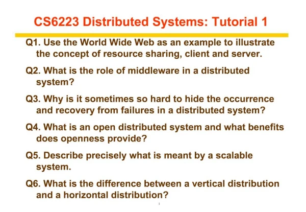 CS6223 Distributed Systems: Tutorial 1