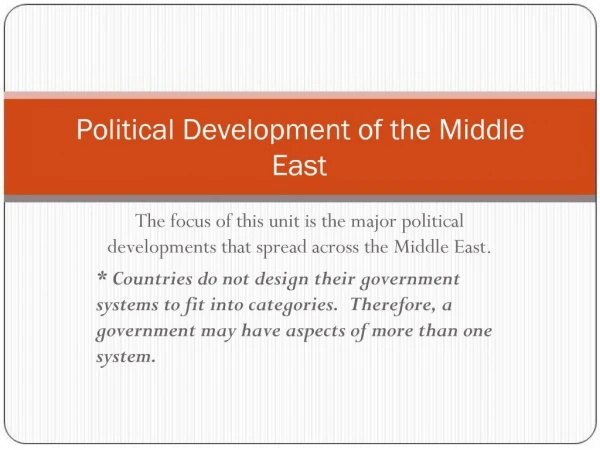 Political Development of the Middle East