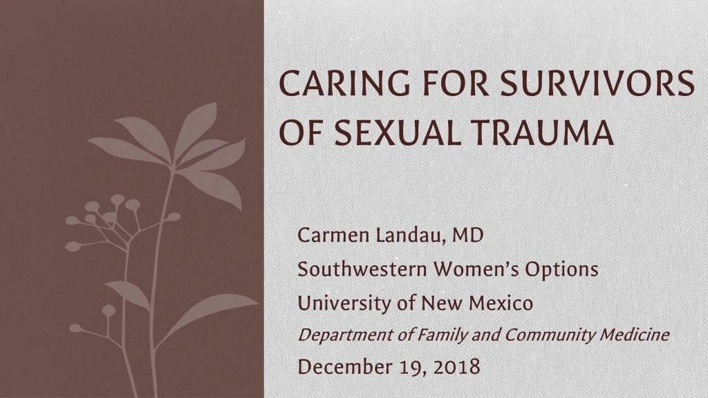 caring for survivors of sexual trauma