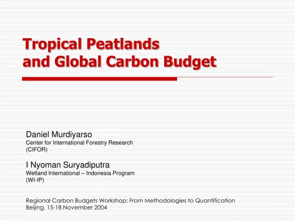 Tropical Peatlands and Global Carbon Budget