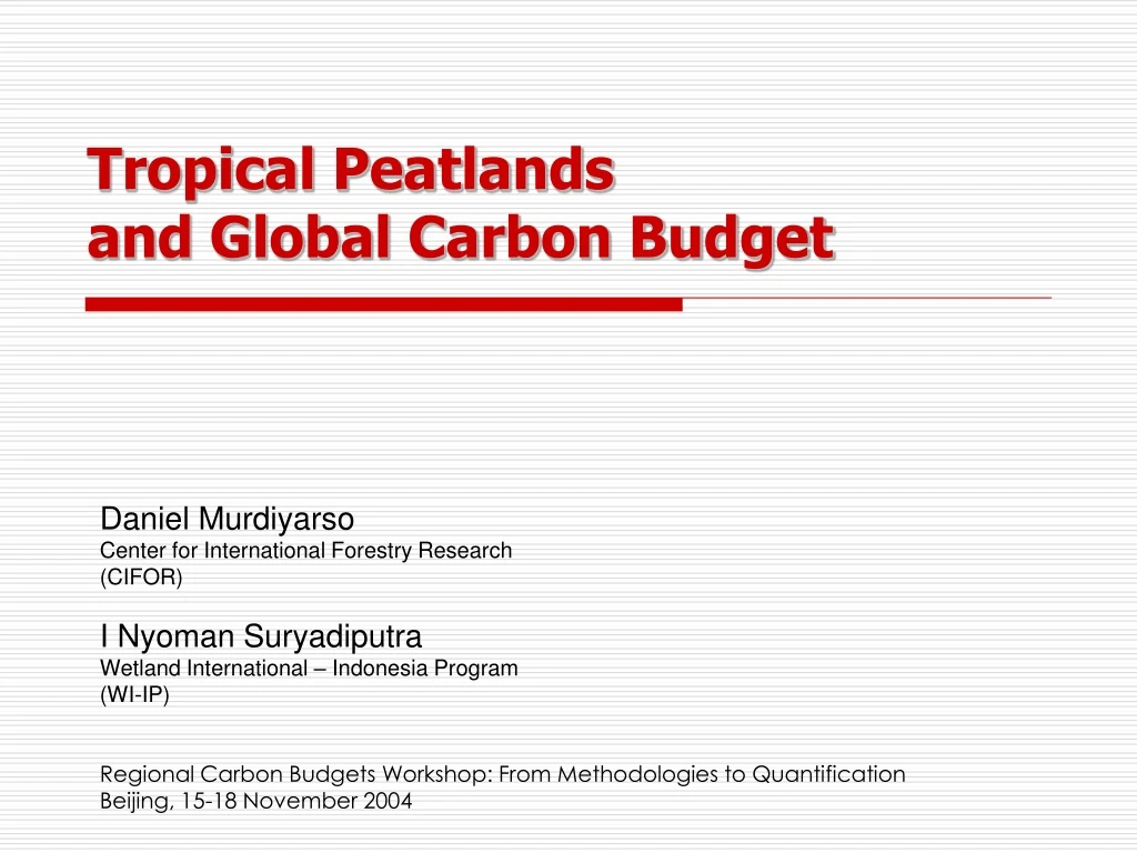 tropical peatlands and global carbon budget