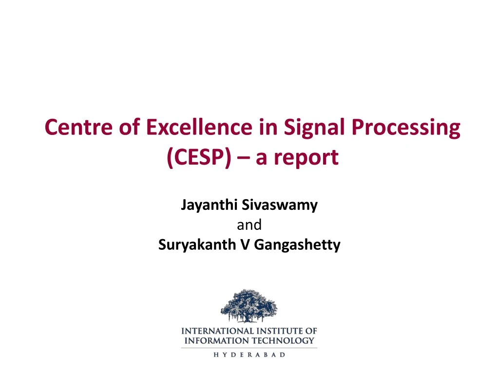 centre of excellence in signal processing cesp a report