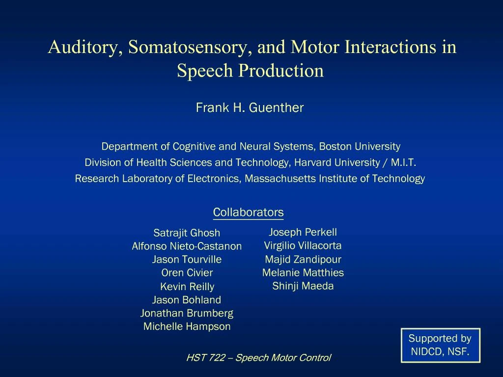 PPT - HST 722 Speech Motor Control PowerPoint Presentation, free ...