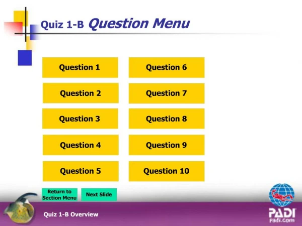 Quiz 1-B Question Menu