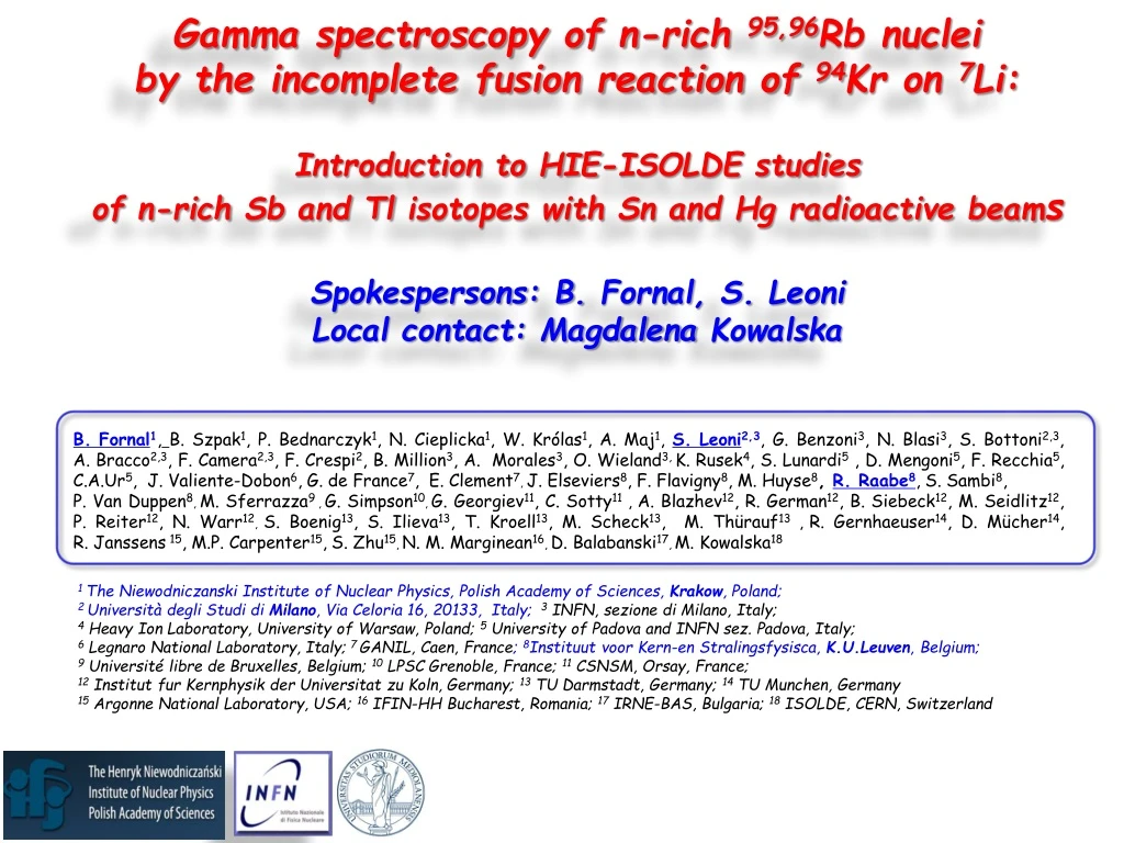 gamma spectroscopy of n rich 95 96 rb nuclei