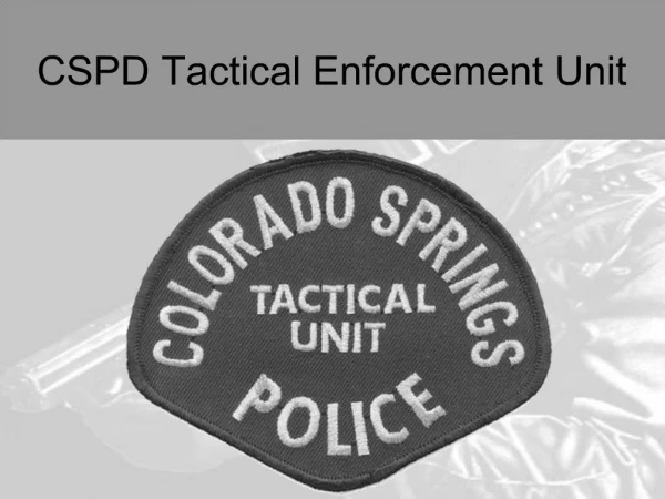 CSPD Tactical Enforcement Unit