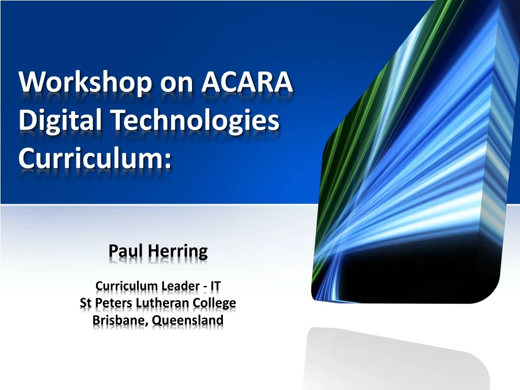 workshop on acara digital technologies curriculum