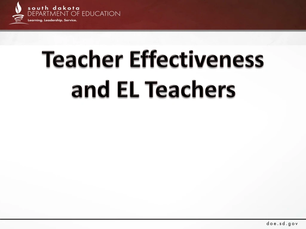 teacher effectiveness and el teachers
