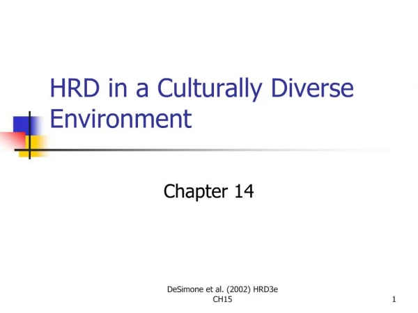 HRD in a Culturally Diverse Environment