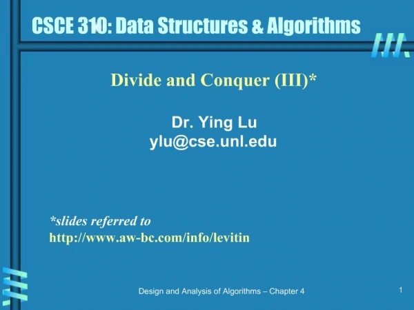CSCE 310: Data Structures Algorithms
