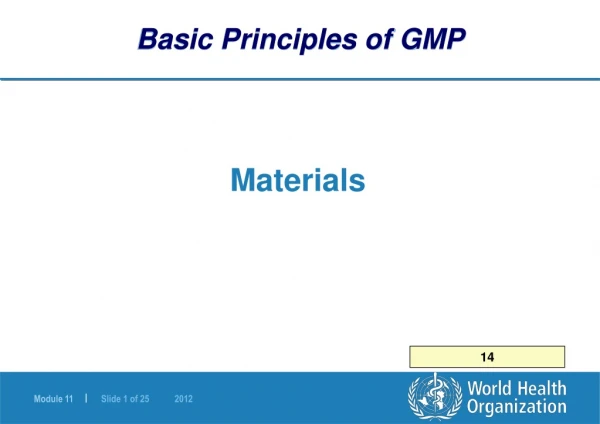 Basic Principles of GMP