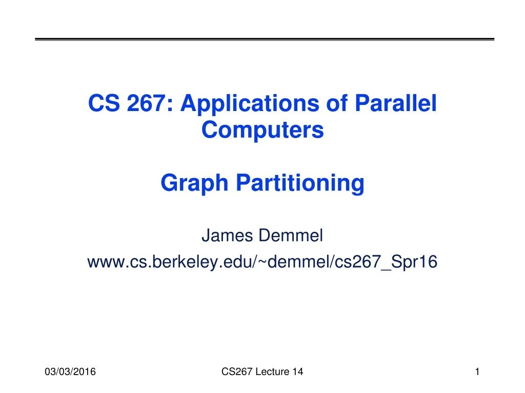 cs 267 applications of parallel computers graph partitioning