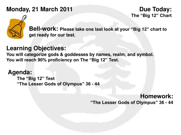 Learning Objectives: You will categorize gods &amp; goddesses by names, realm, and symbol.