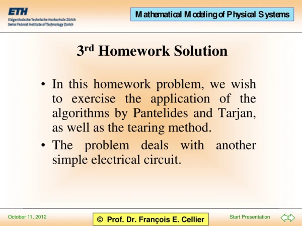 3 rd Homework Solution