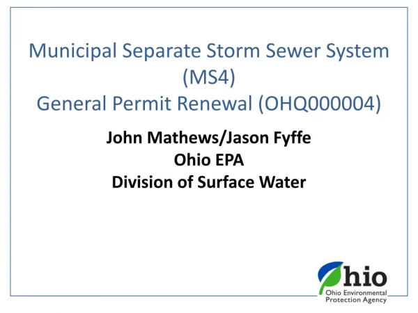 John Mathews/Jason Fyffe Ohio EPA Division of Surface Water