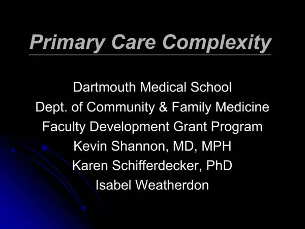Primary Care Complexity