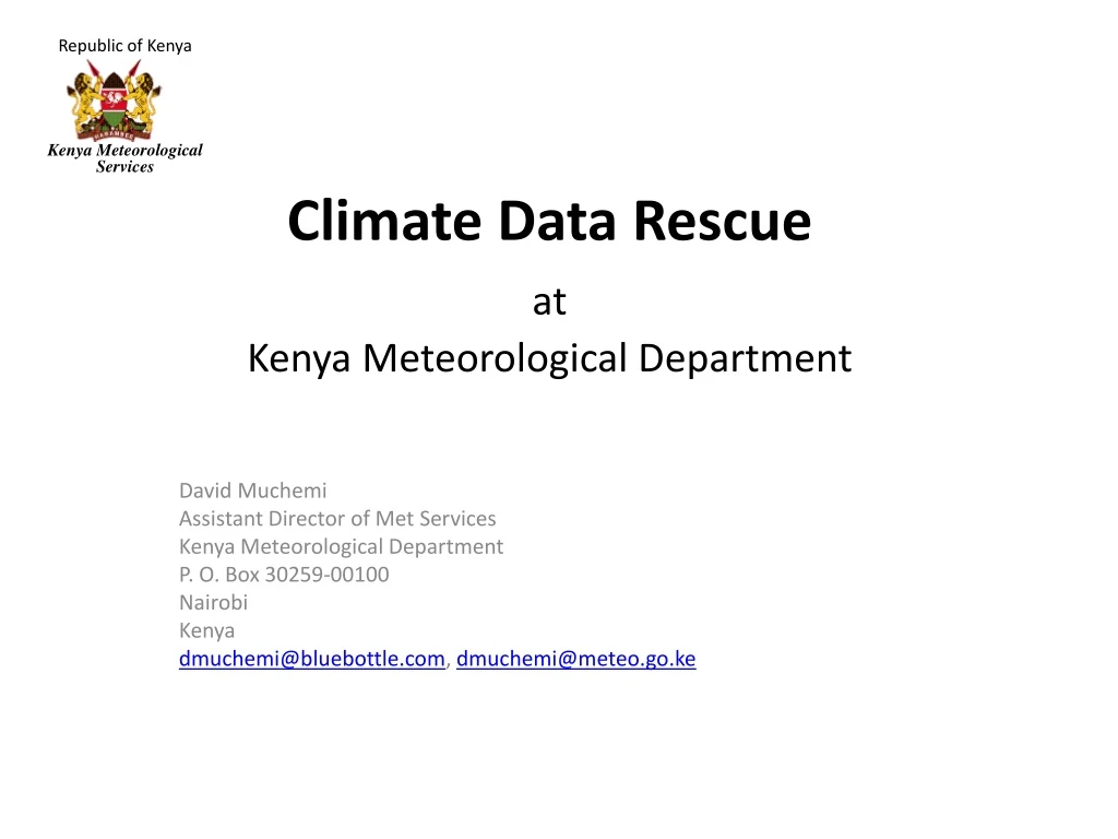 climate data rescue at kenya meteorological department