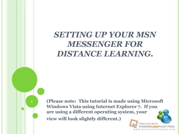 Setting up your MSN messenger for distance learning