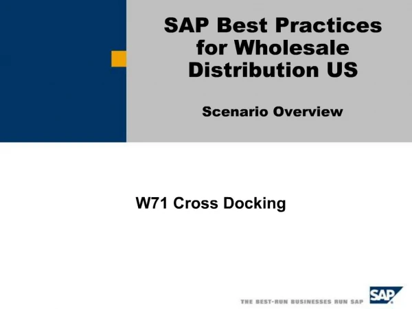 SAP Best Practices for Wholesale Distribution US Scenario Overview