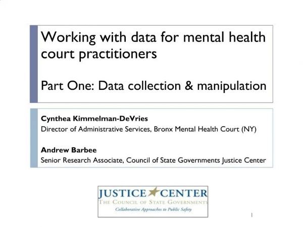 Working with data for mental health court practitioners Part One: Data collection manipulation