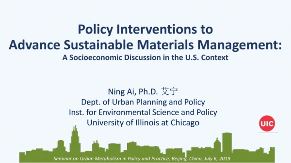 Seminar o n Urban Metabolism in Policy and Practice, Beijing, China, July 6, 2019
