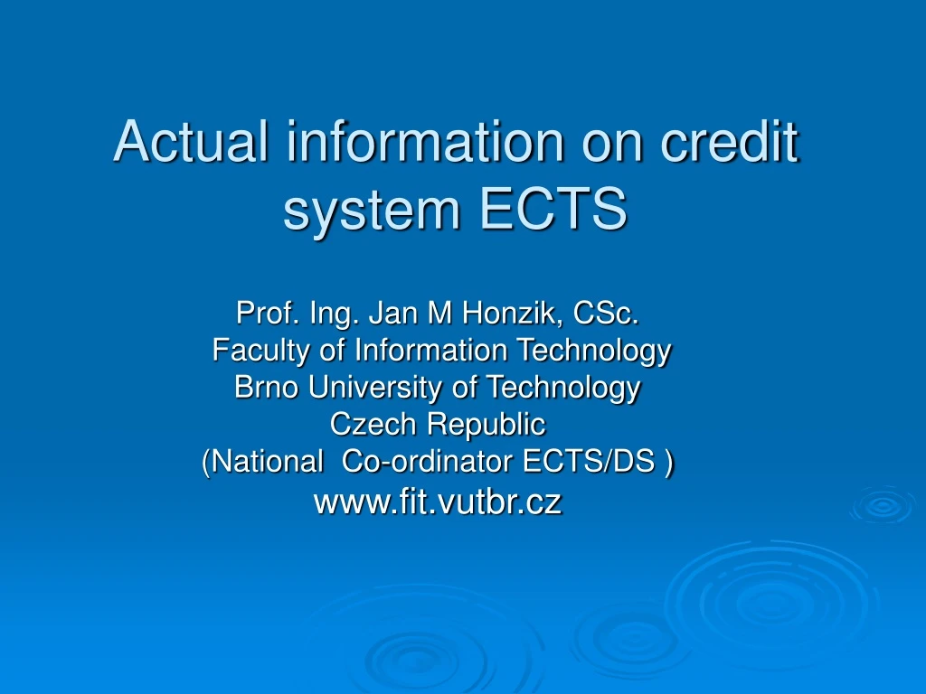 actual information on credit system ects