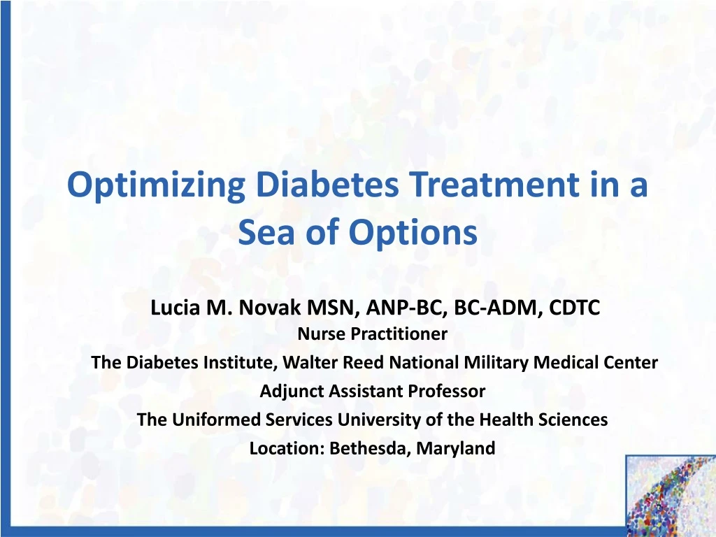 optimizing diabetes treatment in a sea of options