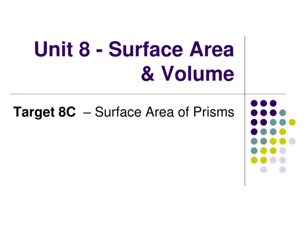 Unit 8 - Surface Area &amp; Volume