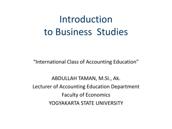 Introduction to Business Studies