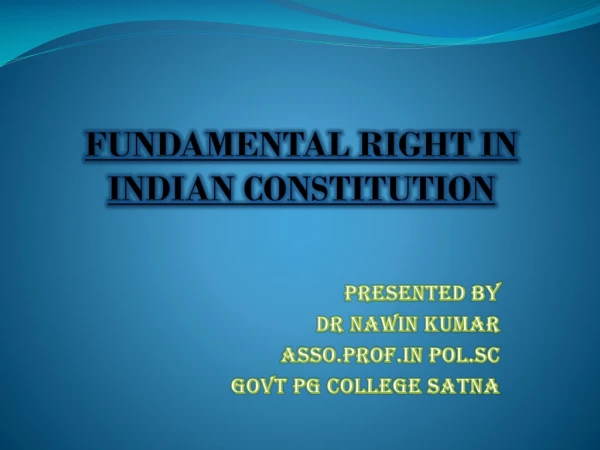 FUNDAMENTAL RIG HT IN INDIAN CONSTITUTION