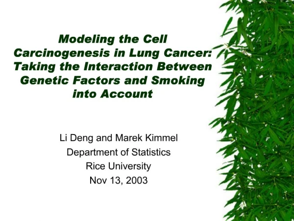 Modeling the Cell Carcinogenesis in Lung Cancer: Taking the Interaction Between Genetic Factors and Smoking into Account
